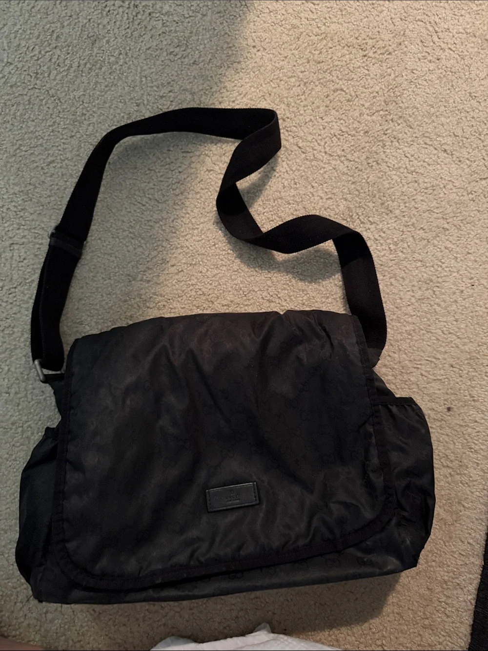 Gucci Black GG Monogram Diaper Bag